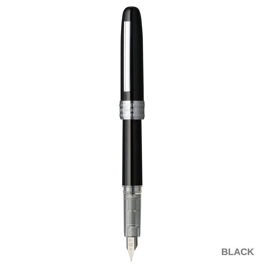 Platinum Plaisir Fountain Pen Black Stainless Medium Nib