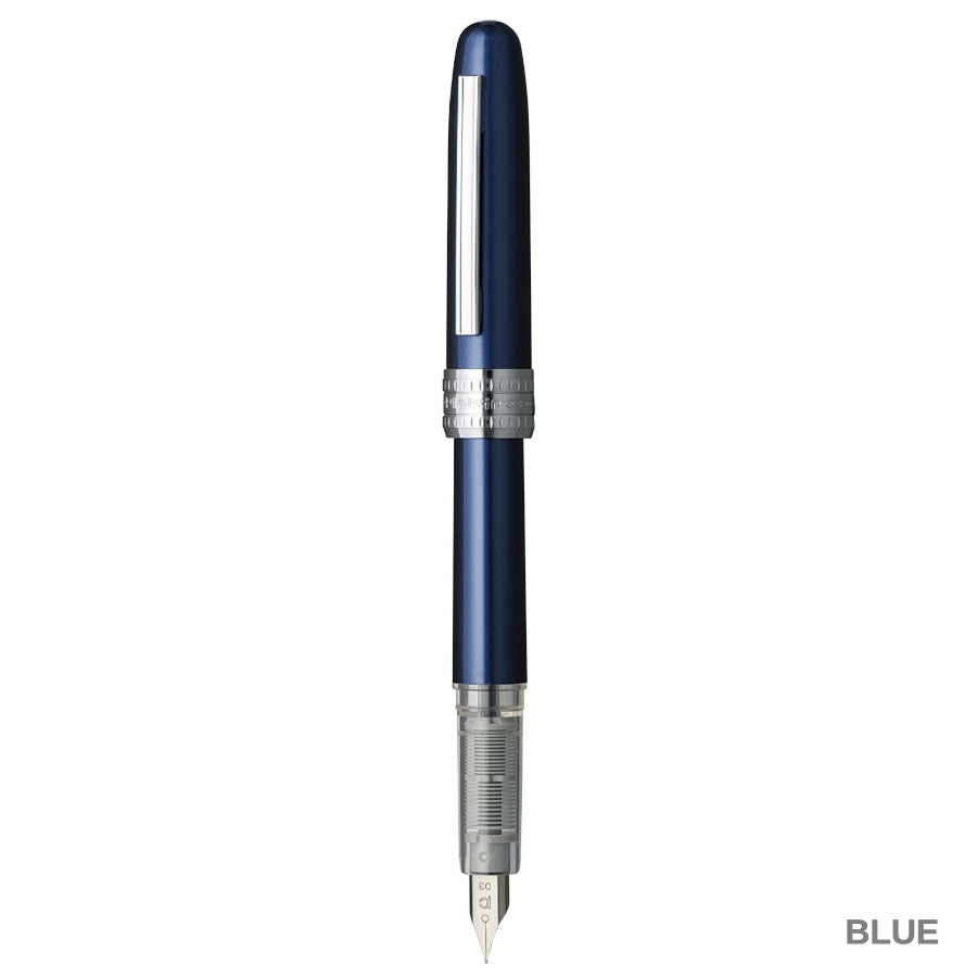 Platinum Plaisir Fountain Pen Blue Stainless Medium Nib