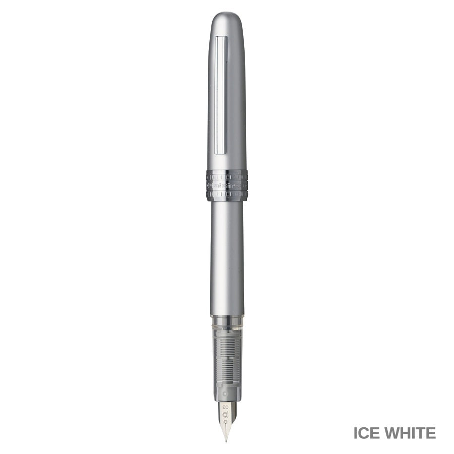 Platinum Plaisir Fountain Pen Ice White Barrel Stainless Fine Nib G Pack