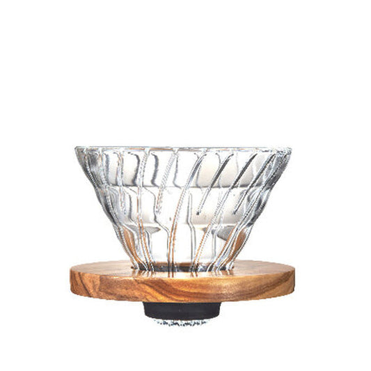 Hario V60 Glass Dripper Olive Wood VDGR-02-OV